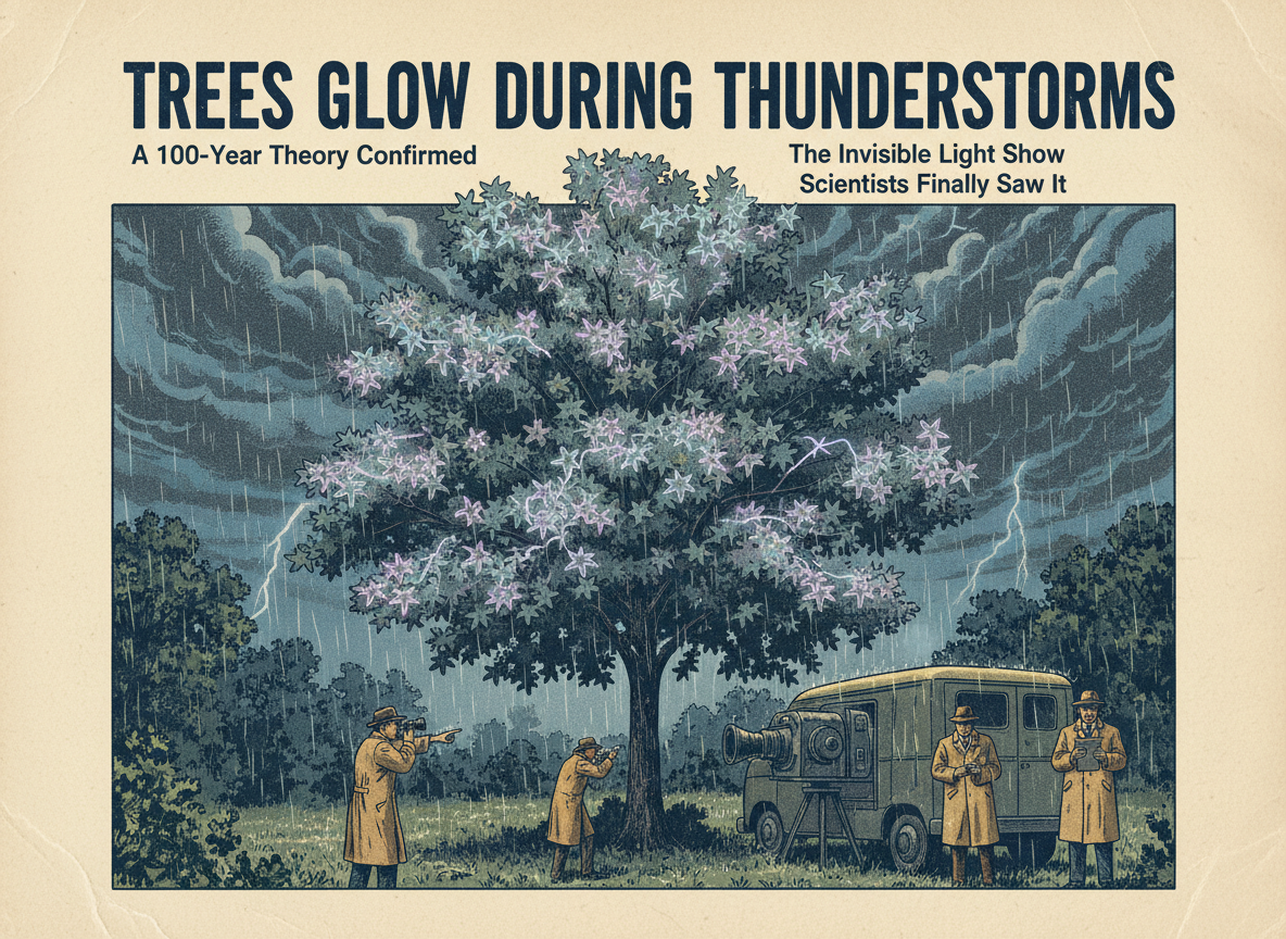 Scientists Just Proved That Trees Glow During Thunderstorms. This Was Theorized 100 Years Ago. Nobody Could See It Until Now.