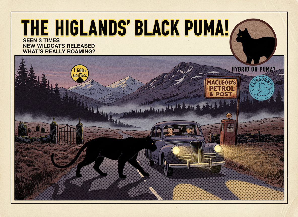 A Scottish Farmer Saw a Puma-Sized Black Cat Cross the Road in the Cairngorms. He’s Seen It Twice Before.