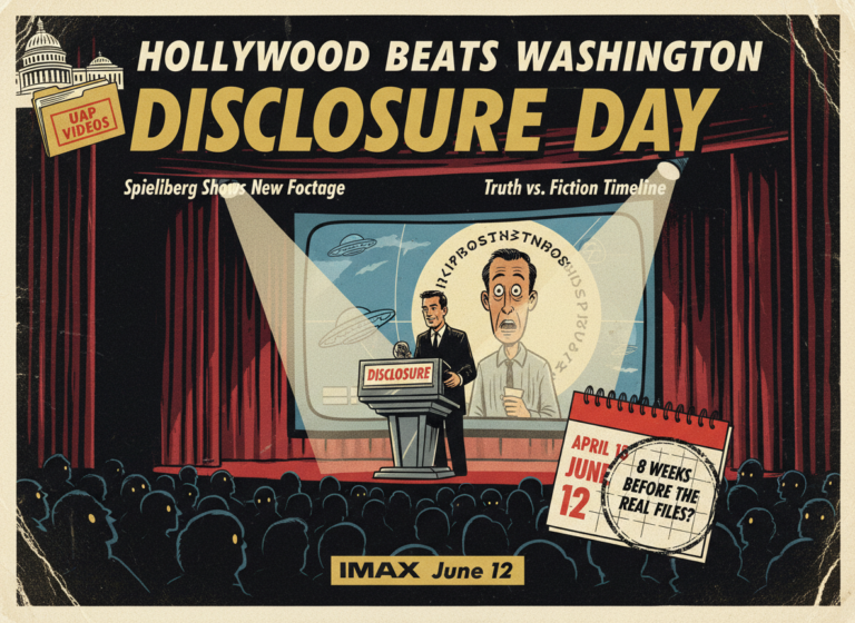 Spielberg Made His First-Ever CinemaCon Appearance to Debut New Footage From "Disclosure Day." It Opens Eight Weeks Before the Real Documents Do.