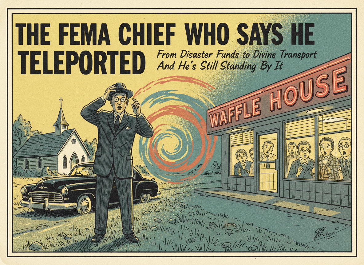 The Man Running FEMA’s Disaster Response Says He Has Been Teleported Multiple Times. Once to a Church. Once to a Waffle House. He’s Standing by It.