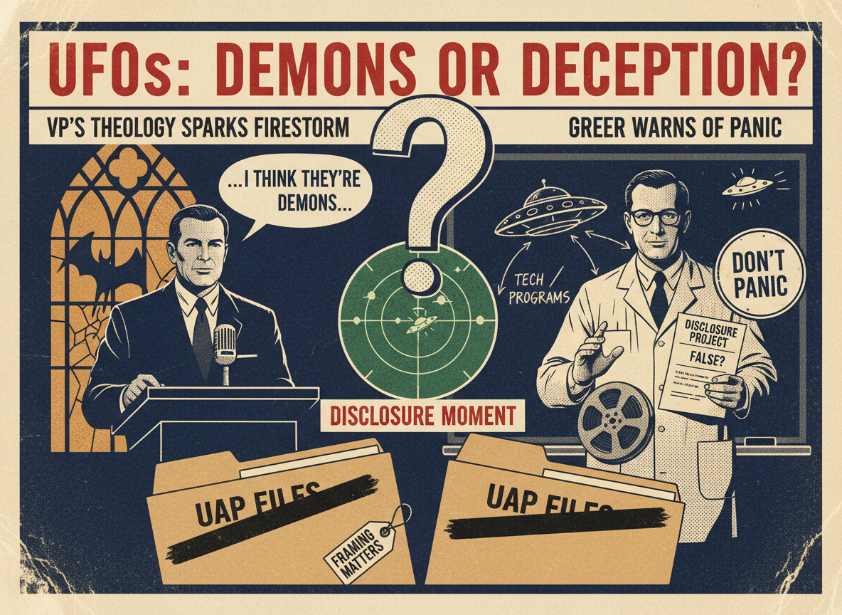JD Vance Said UFOs Are Demons. Steven Greer Says That Framing Could Cause Global Panic. Here Is What Both of Them Actually Said.