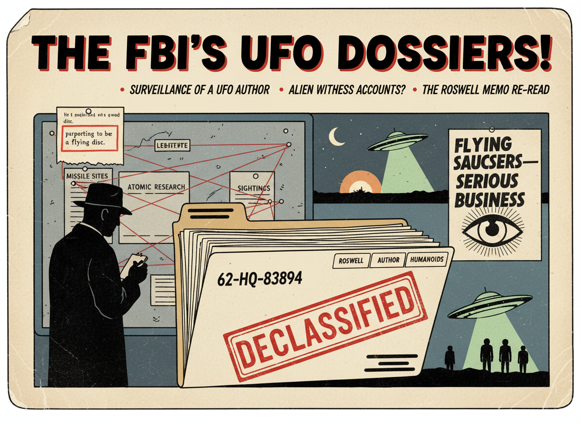 The FBI’s Portion of the UFO Files Has Alien Witness Accounts, Government Surveillance of a UFO Author, and a Roswell Memo That Was Never Fully Read.