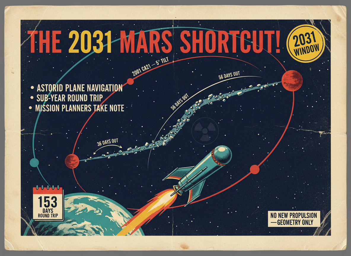 A Cosmologist Found a Shortcut to Mars. The Window Opens in 2031 and the Round Trip Takes 153 Days.